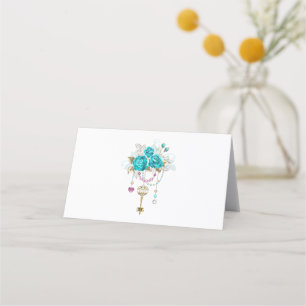 Turquoise-Rozen met Keys Klantenkaartje