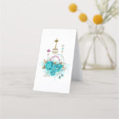 Turquoise-Rozen met Keys Klantenkaartje (Voorkant)