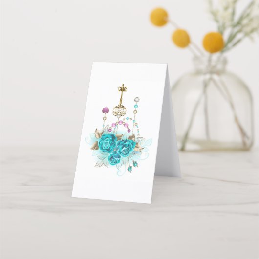 Turquoise-Rozen met Keys Klantenkaartje (Achterkant)