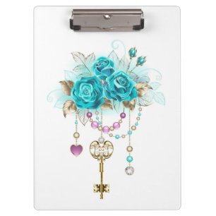 Turquoise-Rozen met Keys Klembord