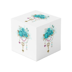 Turquoise-Rozen met Keys Kubus
