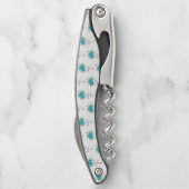 Turquoise-Rozen met Keys Kurkentrekker (Achterkant)