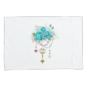 Turquoise-Rozen met Keys Kussensloop (Voorkant-Rechts)