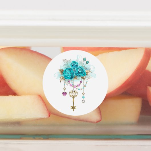 Turquoise-Rozen met Keys Labels (Aangebracht)