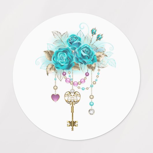 Turquoise-Rozen met Keys Labels (Design 2)