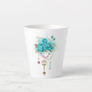 Turquoise-Rozen met Keys Latte Mok
