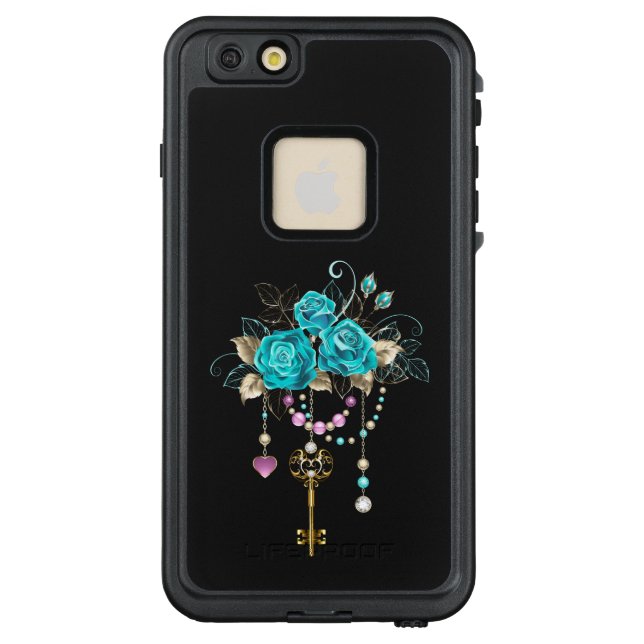 Turquoise-Rozen met Keys LifeProof iPhone Hoesje (Achterkant)