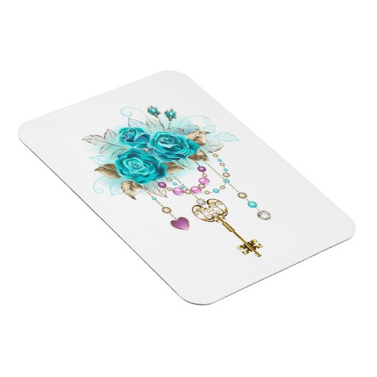 Turquoise-Rozen met Keys Magneet (Rechterzijde)