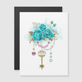 Turquoise-Rozen met Keys Magnetische Uitnodiging (Voorkant / Achterkant)