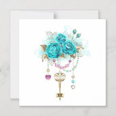 Turquoise-Rozen met Keys Magnetische Uitnodiging (Voorkant)