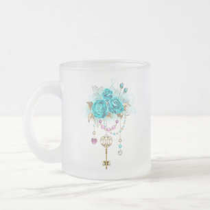 Turquoise-Rozen met Keys Matglas Koffiemok
