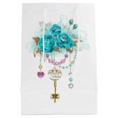 Turquoise-Rozen met Keys Medium Cadeauzakje (Achterkant)