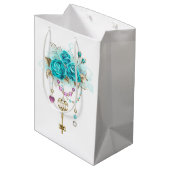 Turquoise-Rozen met Keys Medium Cadeauzakje (Achterkant Gekanteld)