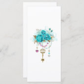 Turquoise-Rozen met Keys Menu (Voorkant / Achterkant)