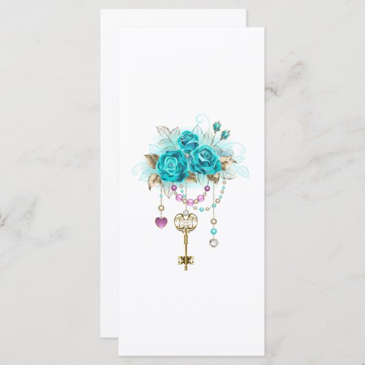 Turquoise-Rozen met Keys Menu (Voorkant / Achterkant)
