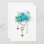 Turquoise-Rozen met Keys Menu (Voorkant / Achterkant)