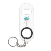 Turquoise-Rozen met Keys Mini Flessenopener (Voorkant)
