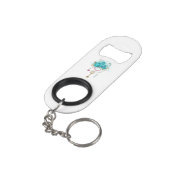 Turquoise-Rozen met Keys Mini Flessenopener (Achterkant Gekanteld)