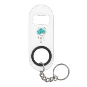 Turquoise-Rozen met Keys Mini Flessenopener (Achterkant)