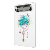 Turquoise-Rozen met Keys Mini Klembord (Angled2)