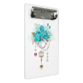 Turquoise-Rozen met Keys Mini Klembord (Schuin)