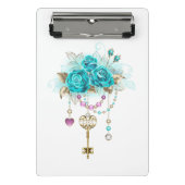 Turquoise-Rozen met Keys Mini Klembord (Voorkant)