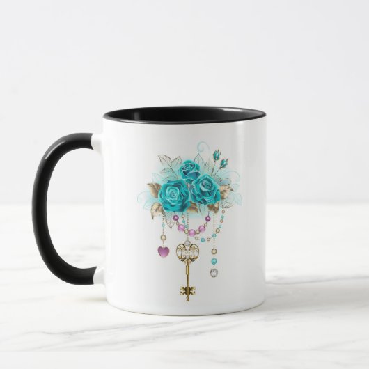 Turquoise-Rozen met Keys Mok (Links)