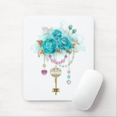 Turquoise-Rozen met Keys Muismat (Met muis)
