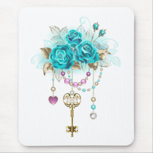 Turquoise-Rozen met Keys Muismat