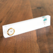 Turquoise-Rozen met Keys Naambordje (Zijkant)