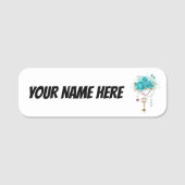 Turquoise-Rozen met Keys Naamplaatje (Voorkant)