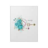 Turquoise-Rozen met Keys Notitieblok (Linkerzijde)
