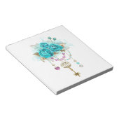 Turquoise-Rozen met Keys Notitieblok (Schuin)