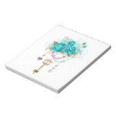 Turquoise-Rozen met Keys Notitieblok (Linkerzijde)