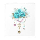Turquoise-Rozen met Keys Notitieblok (Voorkant)