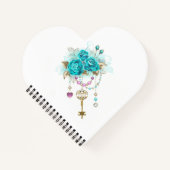 Turquoise-Rozen met Keys Notitieboek (Voorkant)