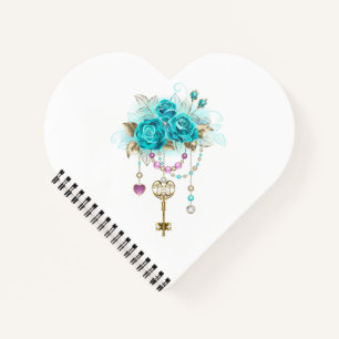 Turquoise-Rozen met Keys Notitieboek