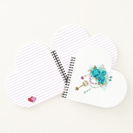 Turquoise-Rozen met Keys Notitieboek (Binnen)