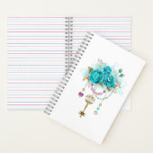 Turquoise-Rozen met Keys Notitieboek (Binnen)