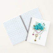 Turquoise-Rozen met Keys Notitieboek (Binnen)