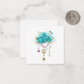 Turquoise-Rozen met Keys Notitiekaartje (Voorkant / Achterkant in situ)