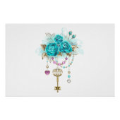 Turquoise-Rozen met Keys Perfect Poster (Voorkant)