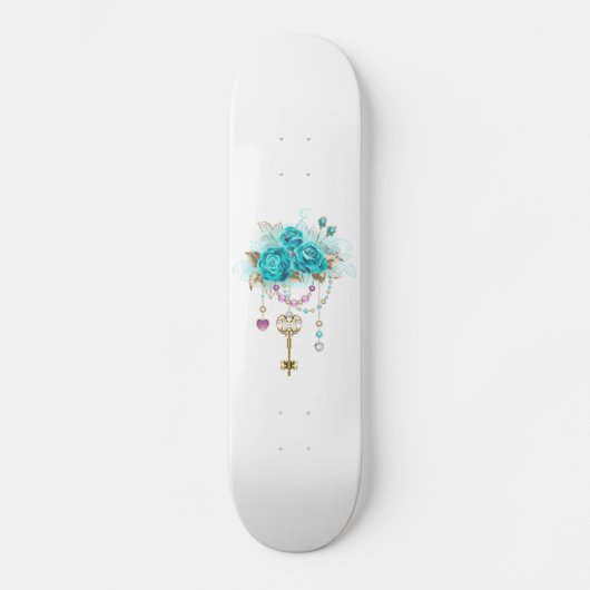 Turquoise-Rozen met Keys Persoonlijk Skateboard (Voorkant)