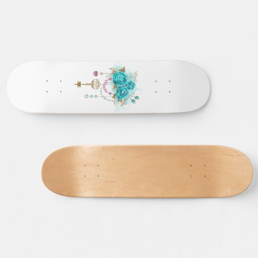 Turquoise-Rozen met Keys Persoonlijk Skateboard (Horizontaal)