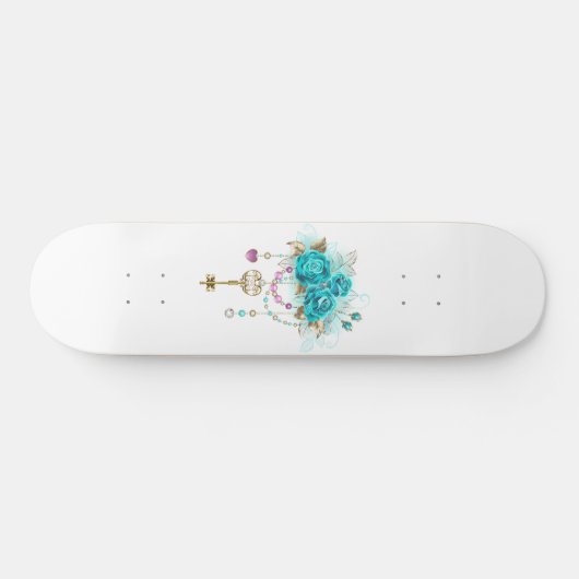 Turquoise-Rozen met Keys Persoonlijk Skateboard (Horizontaal)
