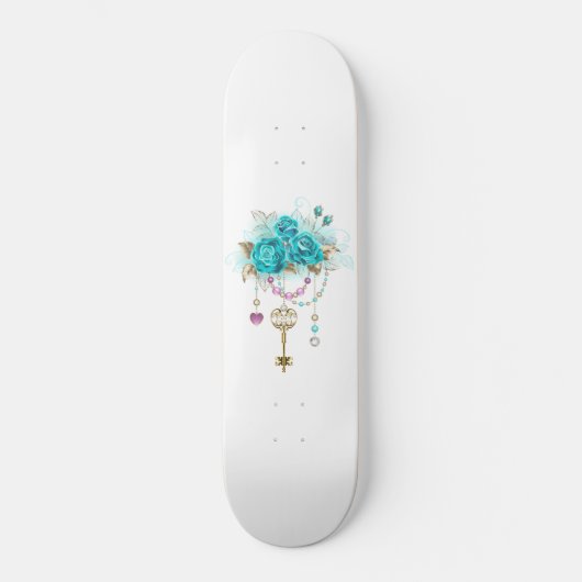 Turquoise-Rozen met Keys Persoonlijk Skateboard (Voorkant)