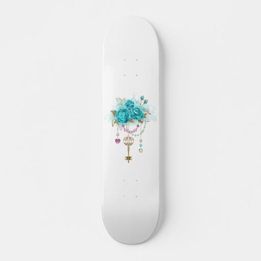 Turquoise-Rozen met Keys Persoonlijk Skateboard (Voorkant)