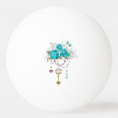 Turquoise-Rozen met Keys Pingpongbal (Achterkant)
