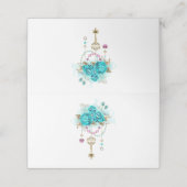 Turquoise-Rozen met Keys Plaatskaartje (Buitenkant ongevouwen)