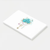 Turquoise-Rozen met Keys Post-it® Notes (Schuin)